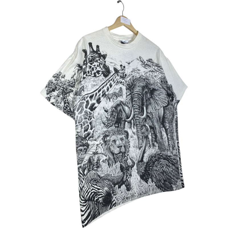 Vintage Wild Animals Allover Print T-Shirt