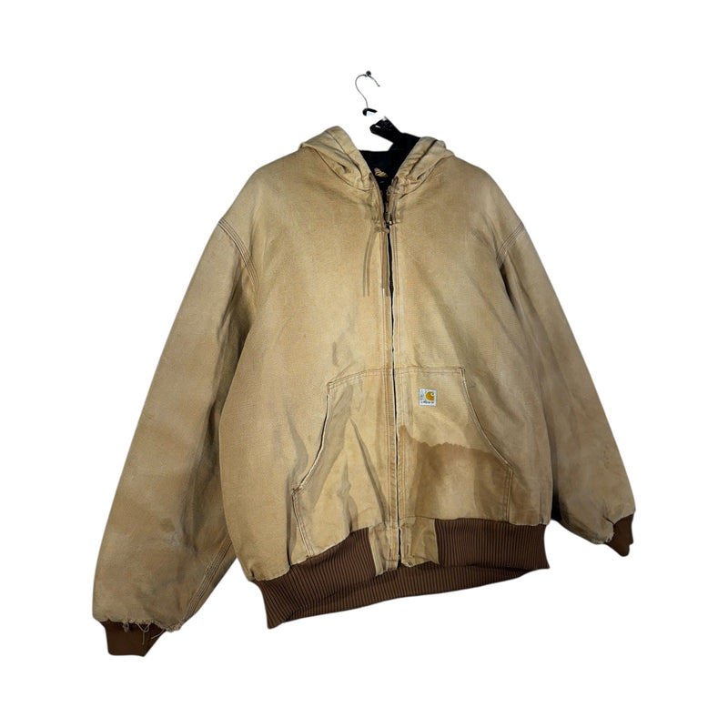 Vintage Carhartt Distressed Hooded Full Zip Workwear Jacket
