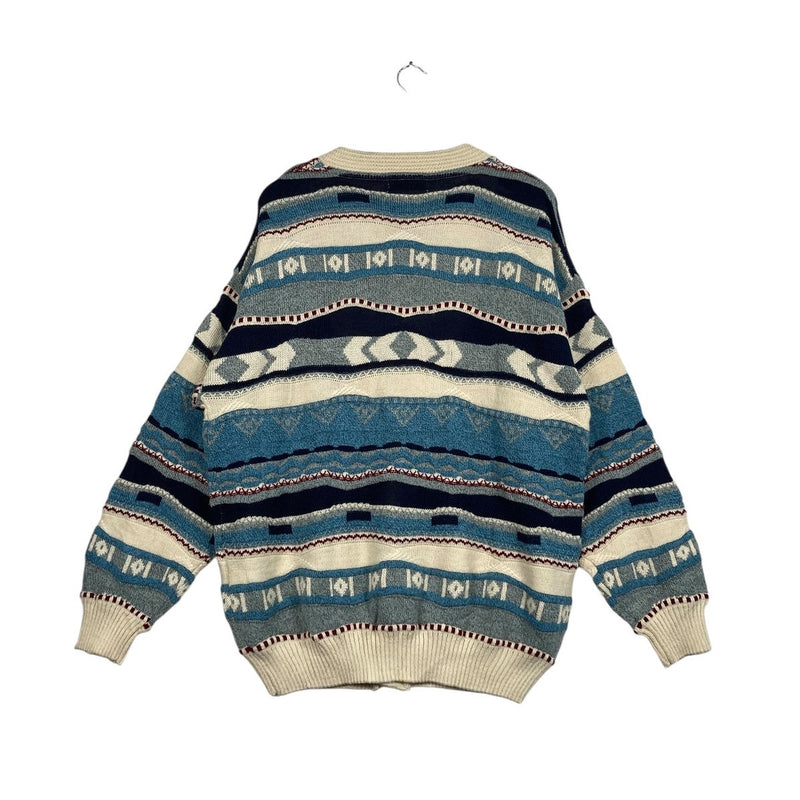 Vintage Abstract 3D Knit Design Cardigan Sweater