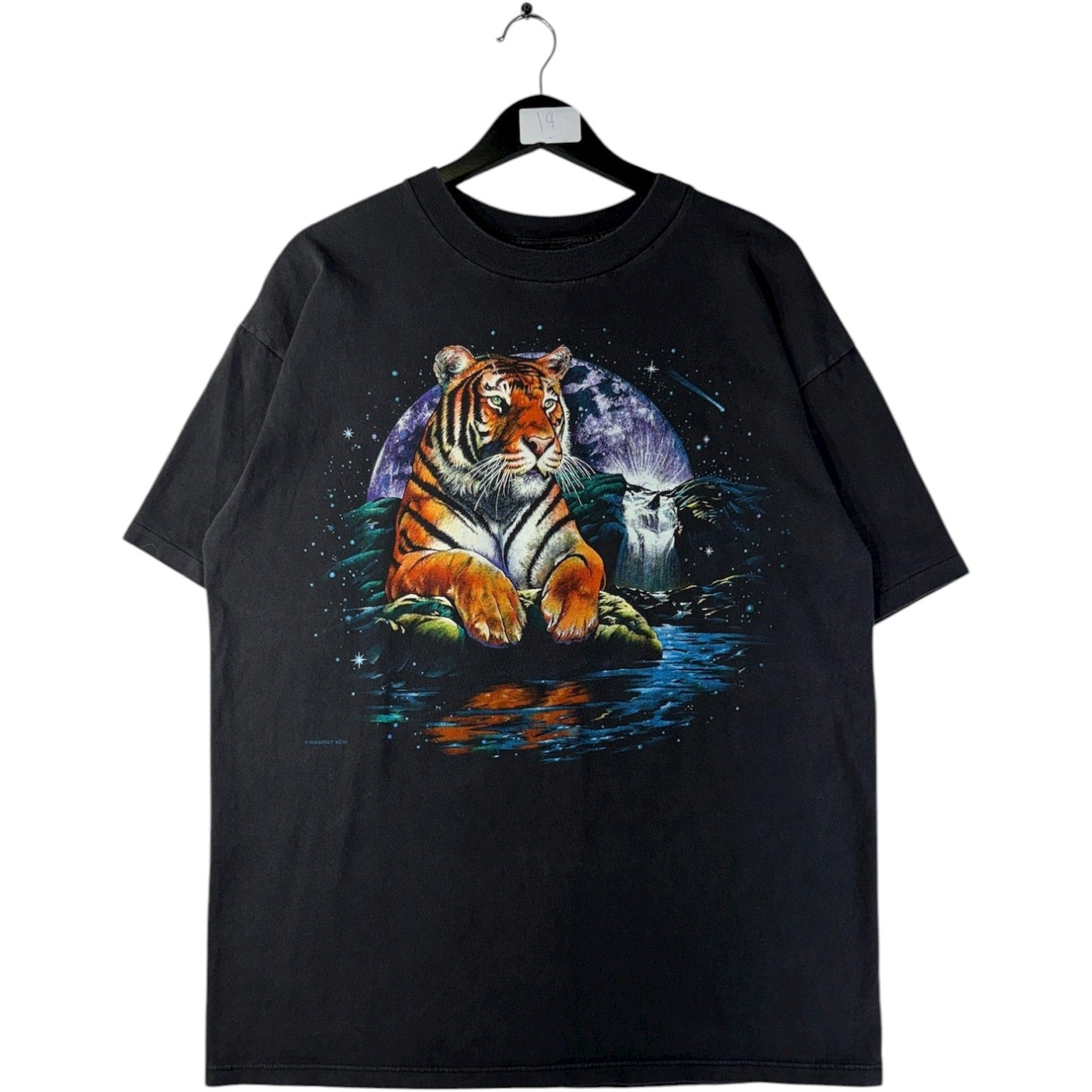 Vintage Tiger Moon Waterfall Graphic T-Shirt