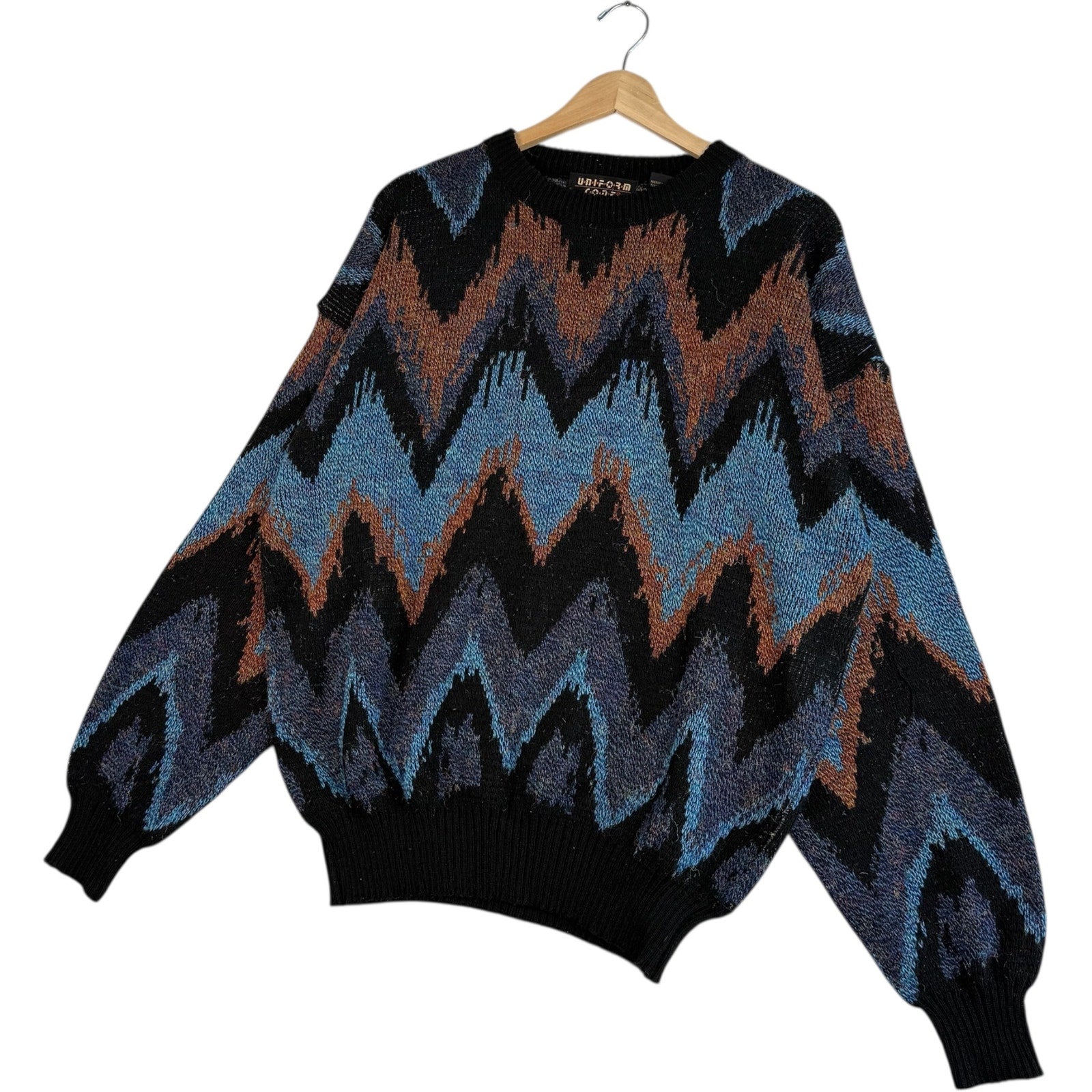 Vintage Uniform Code 3D Patterned Pullover Sweater