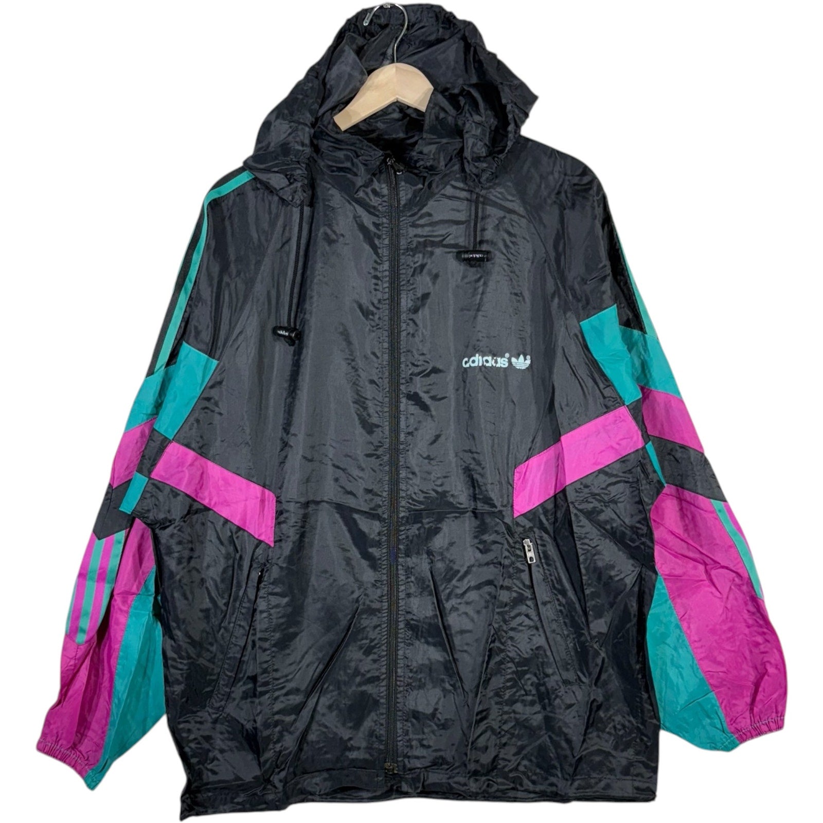 Vintage Adidas Mini Spellout Full Zip Windbreaker