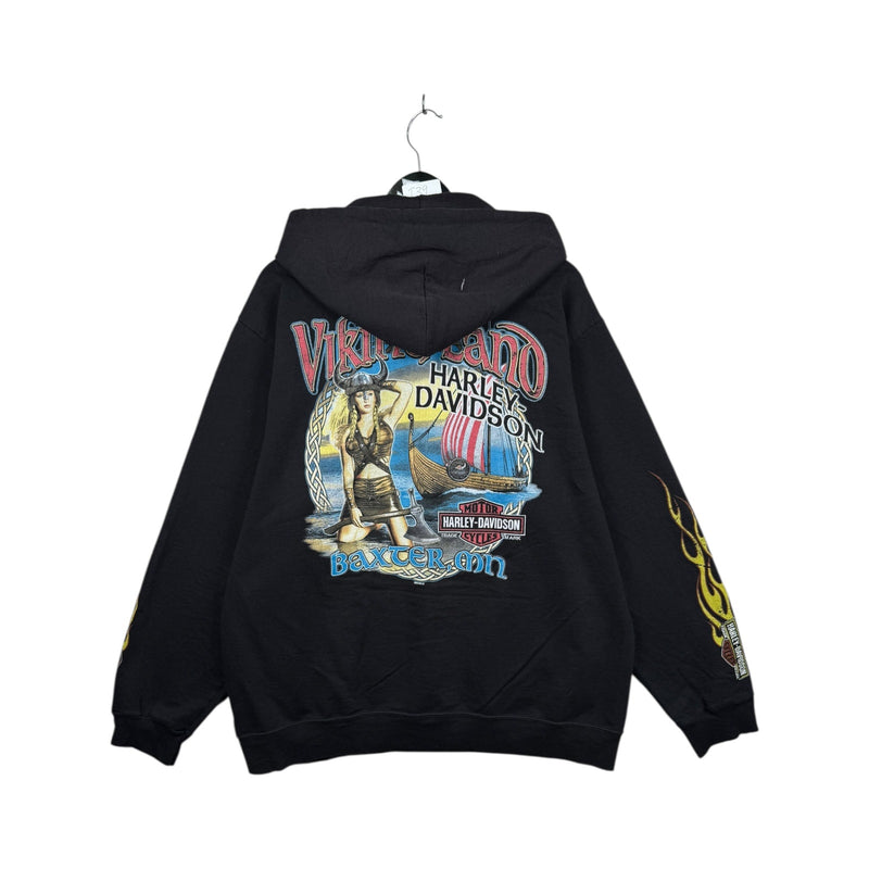 Vintage Harley Davidson Viking Land Baxter Graphic Hoodie