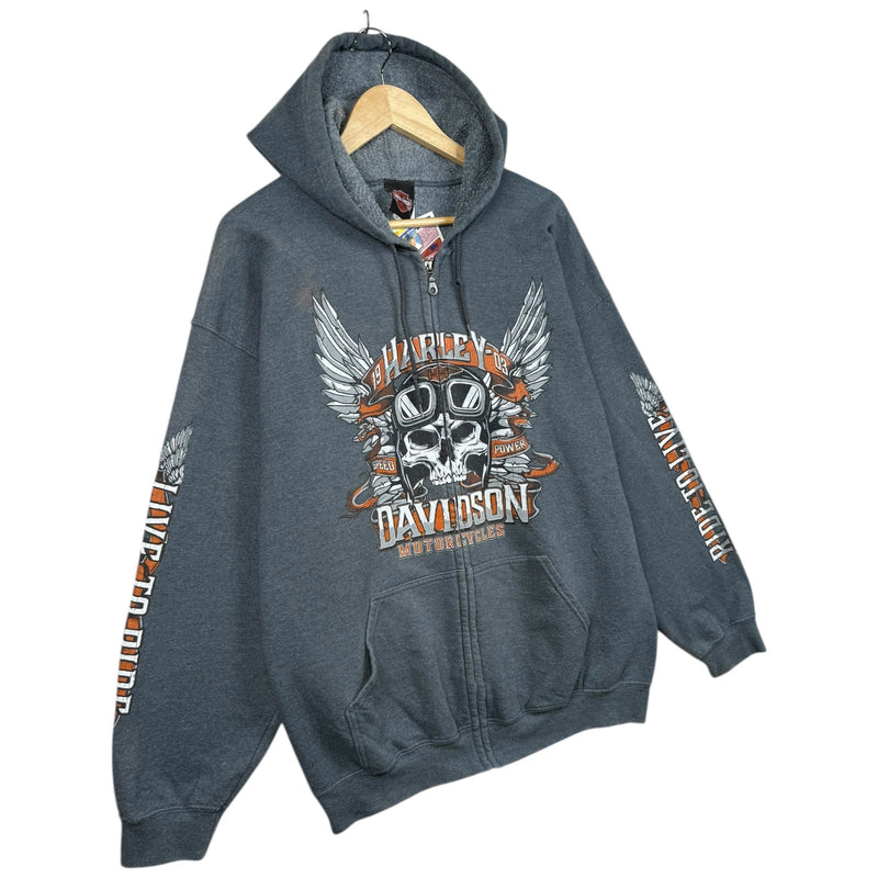 Vintage Harley Davidson Skull Full Zip Hoodie