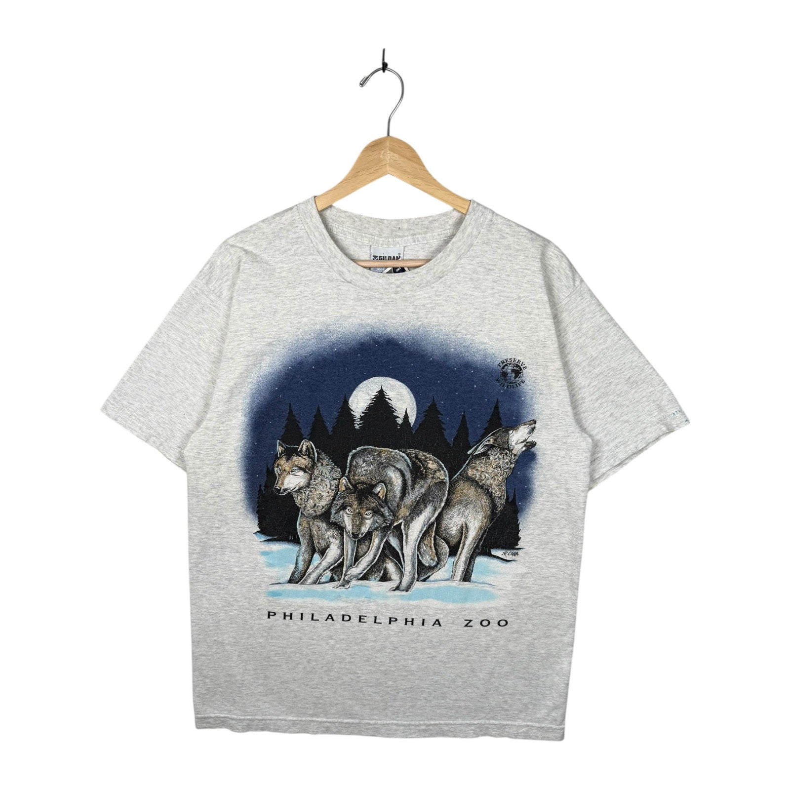 Vintage Philadelphia Zoo Wolves Moon T-Shirt