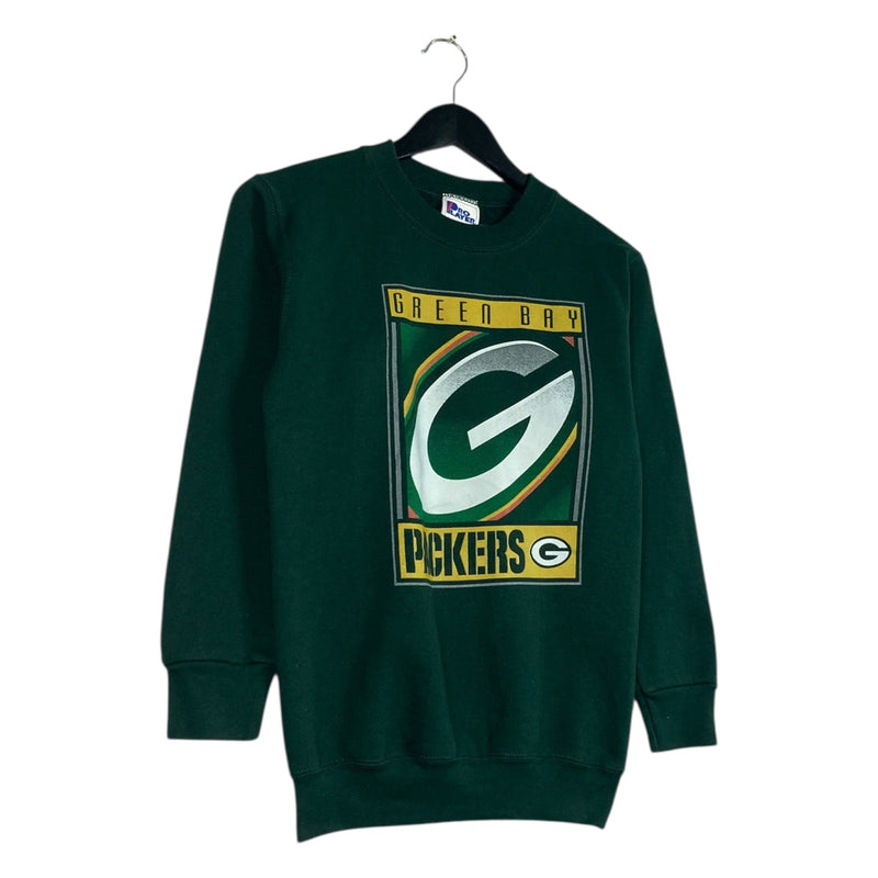 Vintage Youth Green Bay Packers Logo Spellout NFL Crewneck