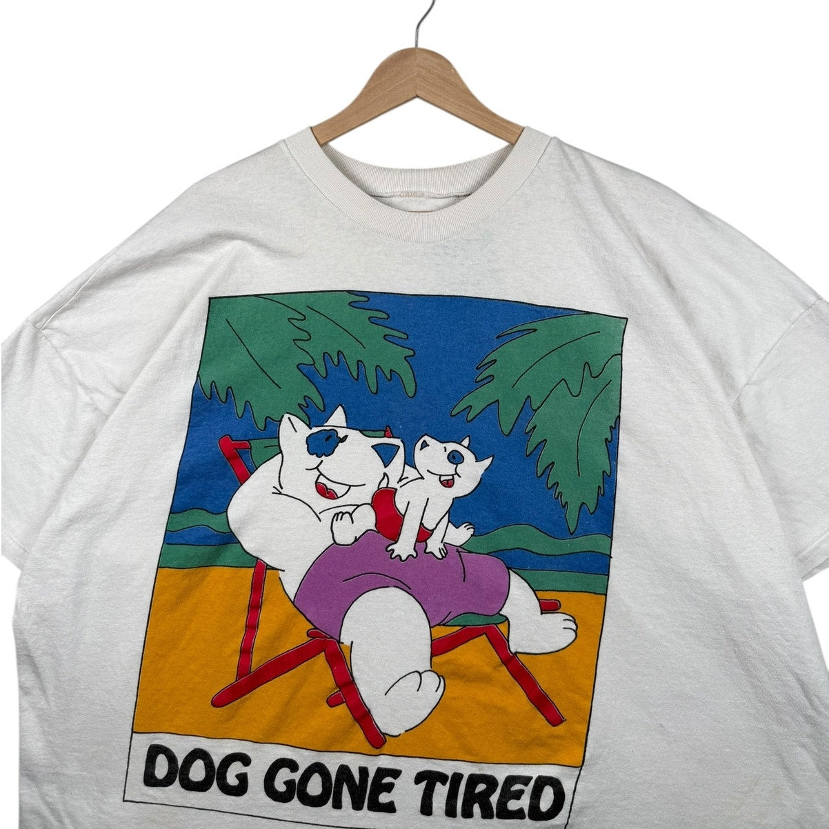 Vintage Dog Gone Tired Cartoon Graphic T-Shirt