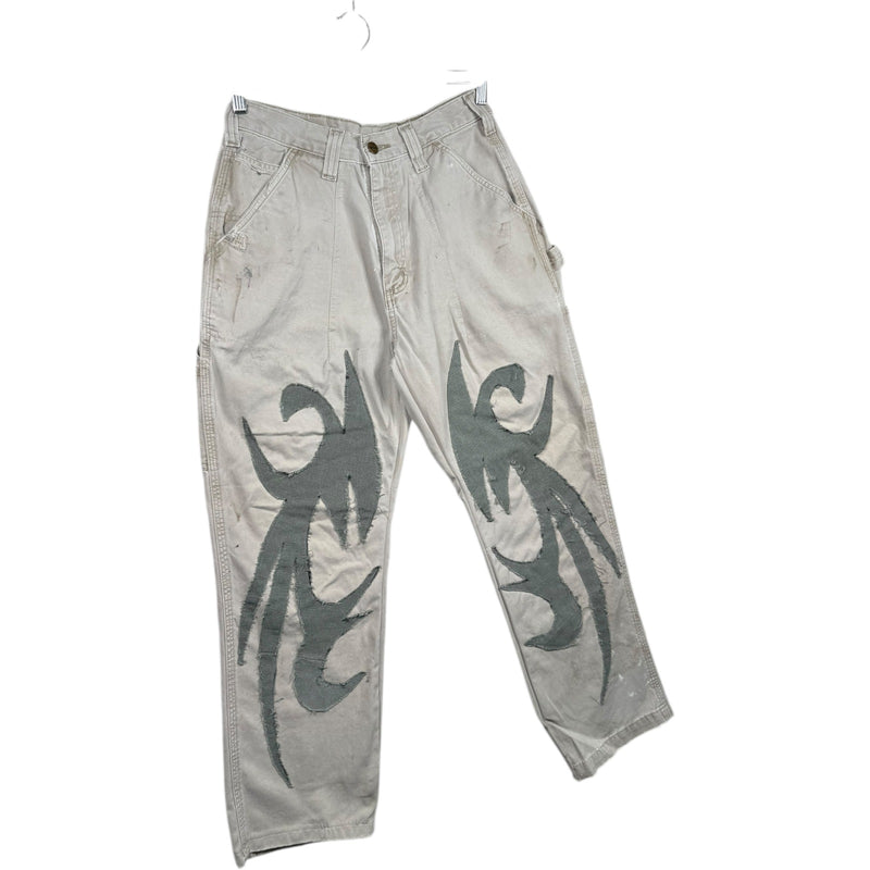 Vintage Carhartt Tribal Flame Patchwork Carpenter Pants 30