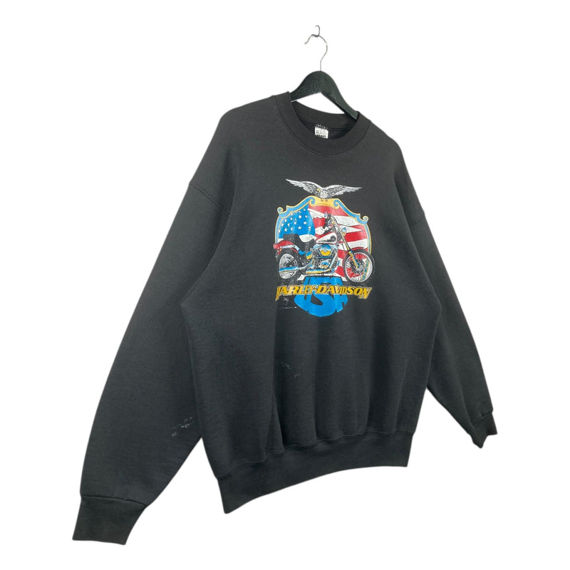 Vintage Harley Davidson Eagle American Flag Crewneck