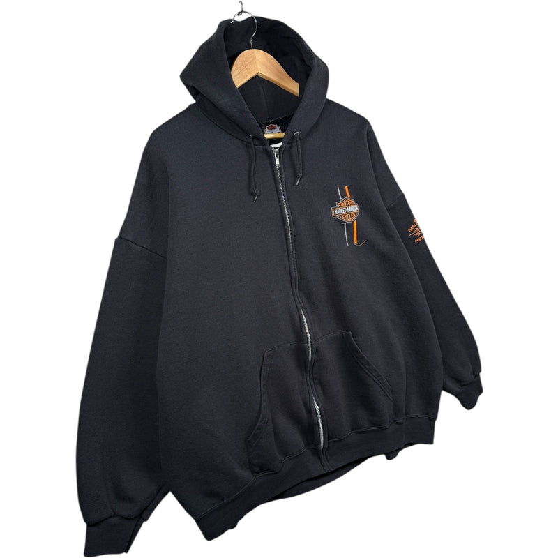 Vintage Harley Davidson Chest Logo Zip-Up Hoodie