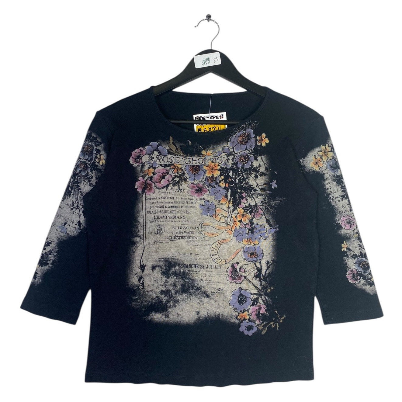 Vintage Women's Rose Thomas Floral 3/4 Sleeve