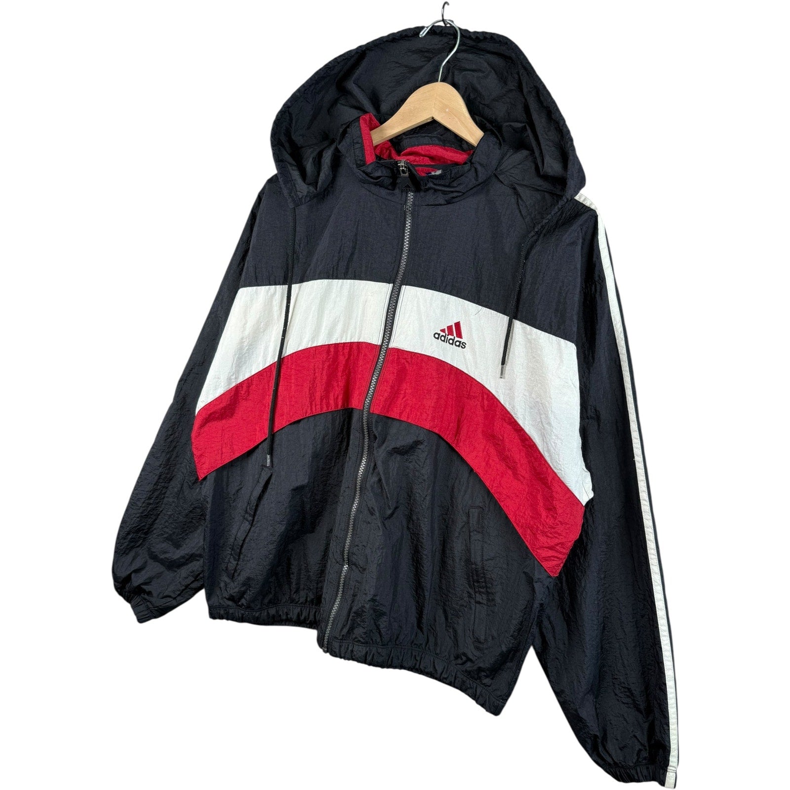 Vintage Adidas Colorblock Hooded Full Zip Windbreaker