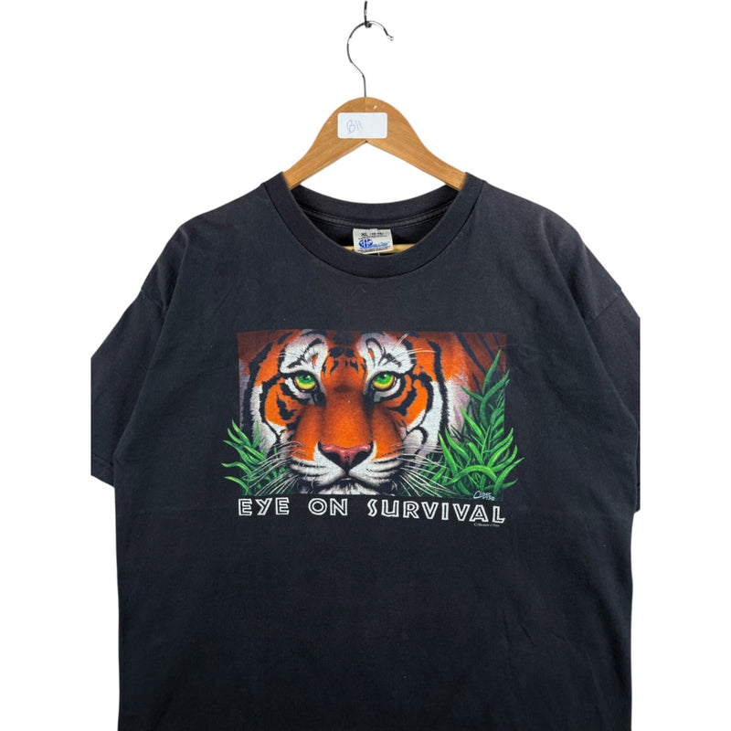 Vintage Eye On Survival Tiger Graphic Print T-Shirt
