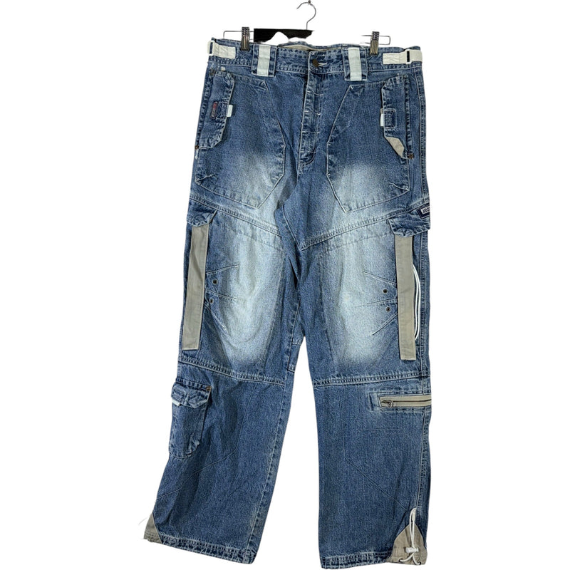 Vintage Jeans Wear Denim Double Knee Cargo Pants 36x32
