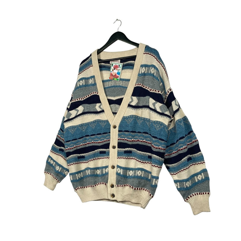 Vintage Abstract 3D Knit Design Cardigan Sweater