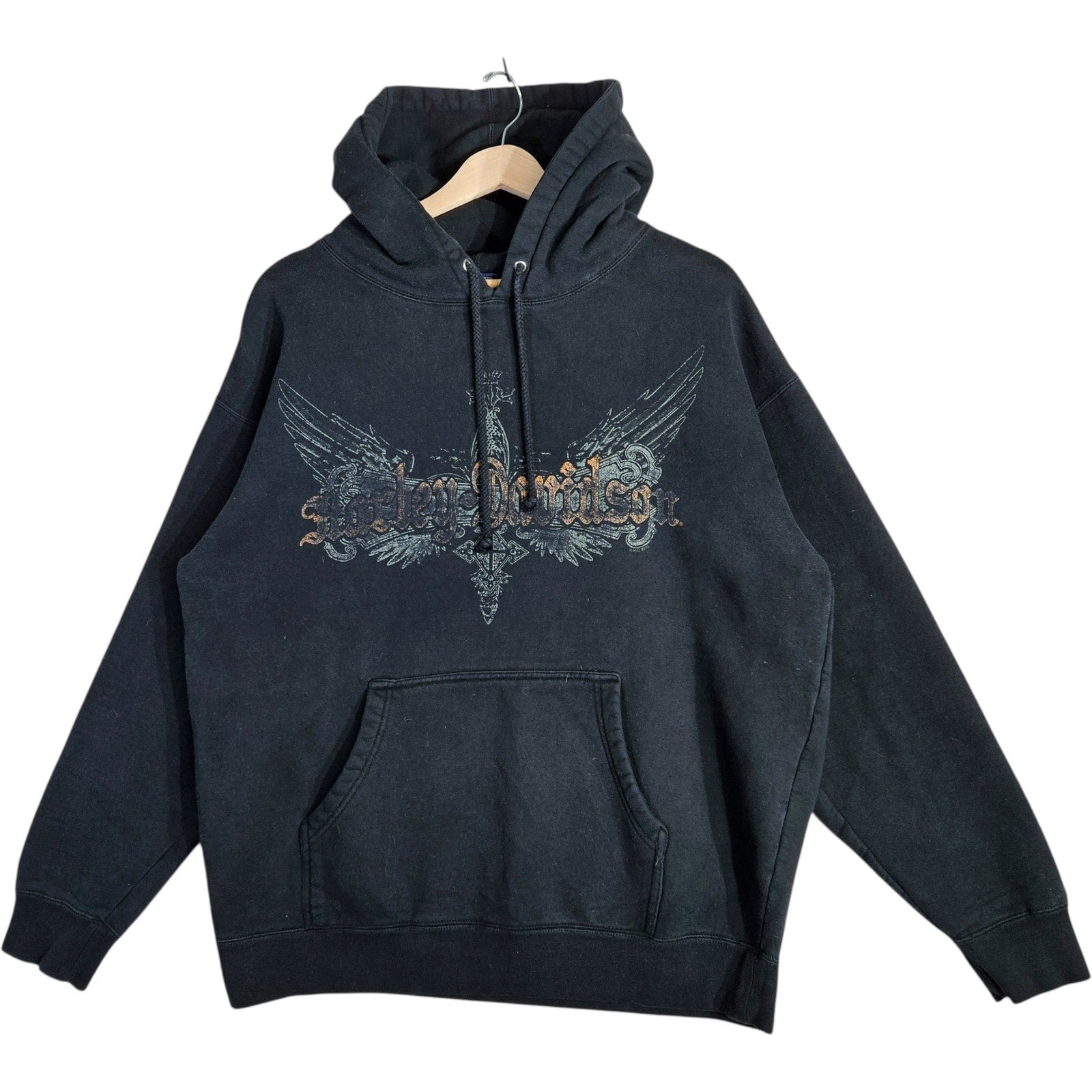 Vintage Harley Davidson Y2K Style Chest Spellout Hoodie
