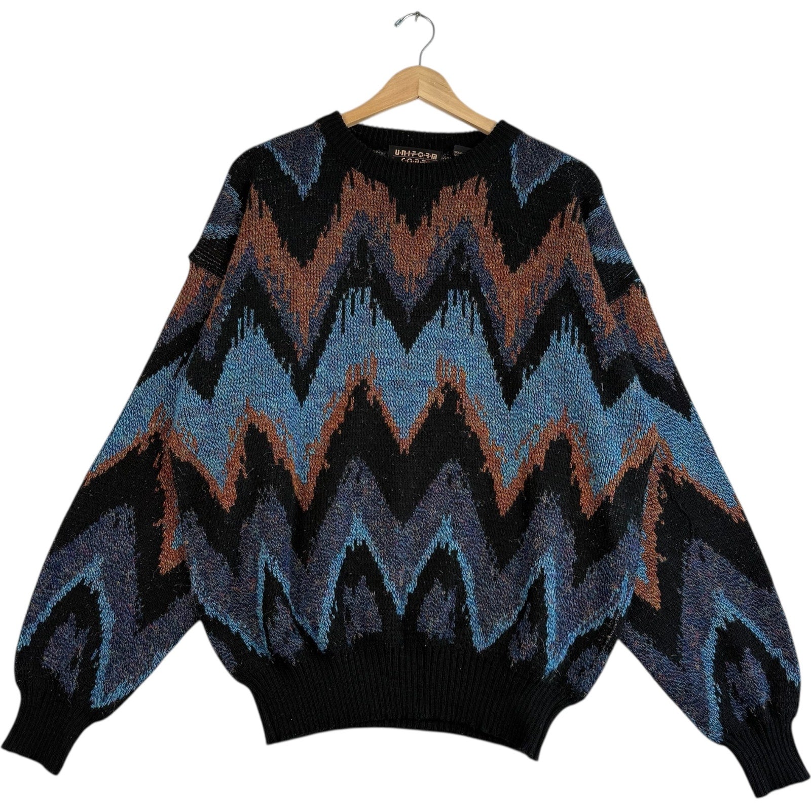 Vintage Uniform Code 3D Patterned Pullover Sweater