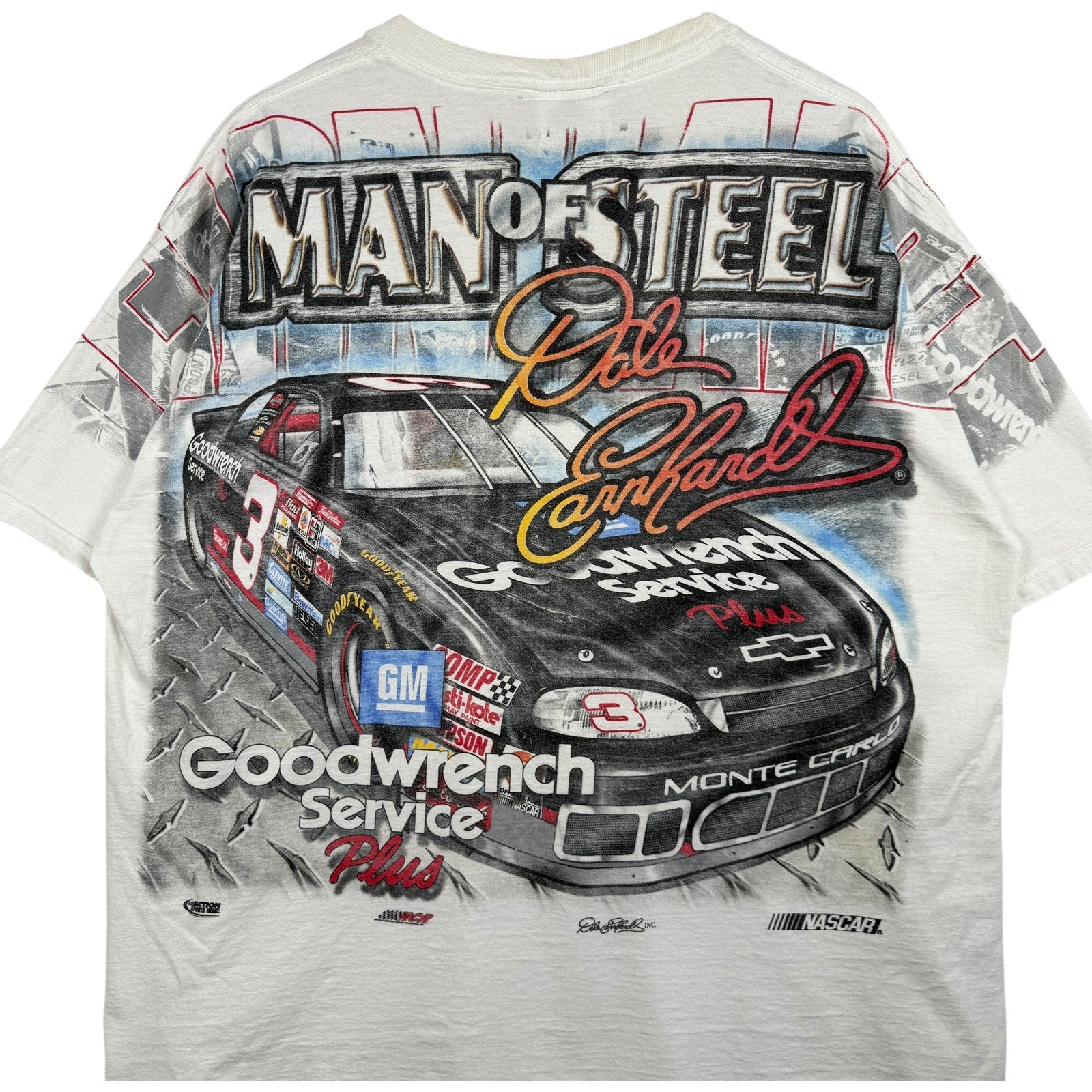 Vintage Dale Earnhardt Man Of Steel Goodwrench AOP NASCAR Tee