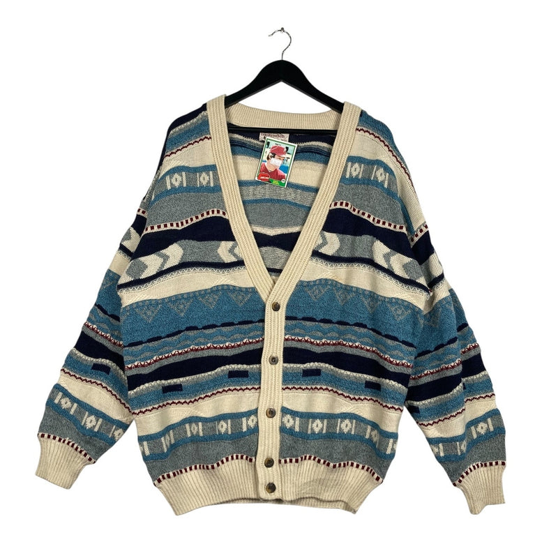 Vintage Abstract 3D Knit Design Cardigan Sweater