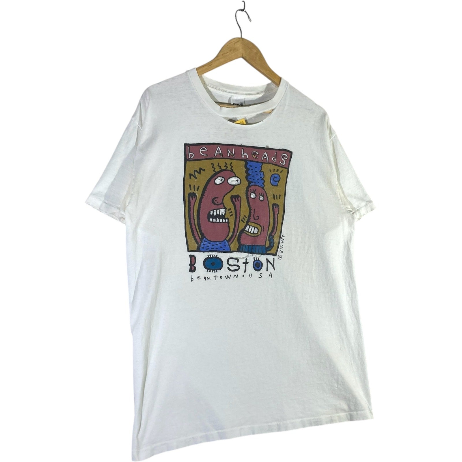 Vintage Boston Beanheads Beantown Cartoon Souvenir Tee
