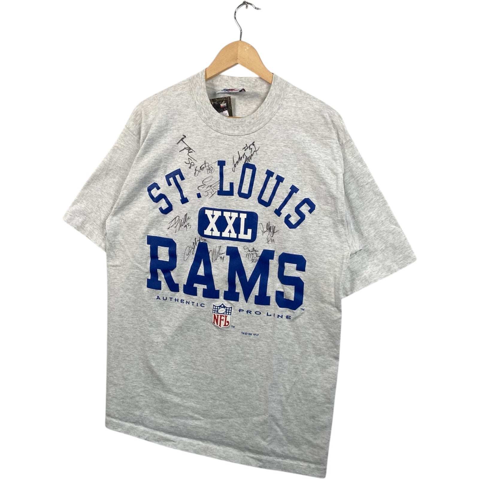Vintage St. Louis Rams Arch Spellout Autographed NFL Tee