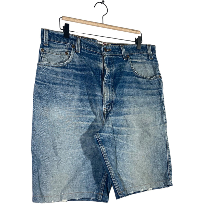 Vintage Levi's 550 Relaxed Fit Hemmed Distressed Denim Shorts 36