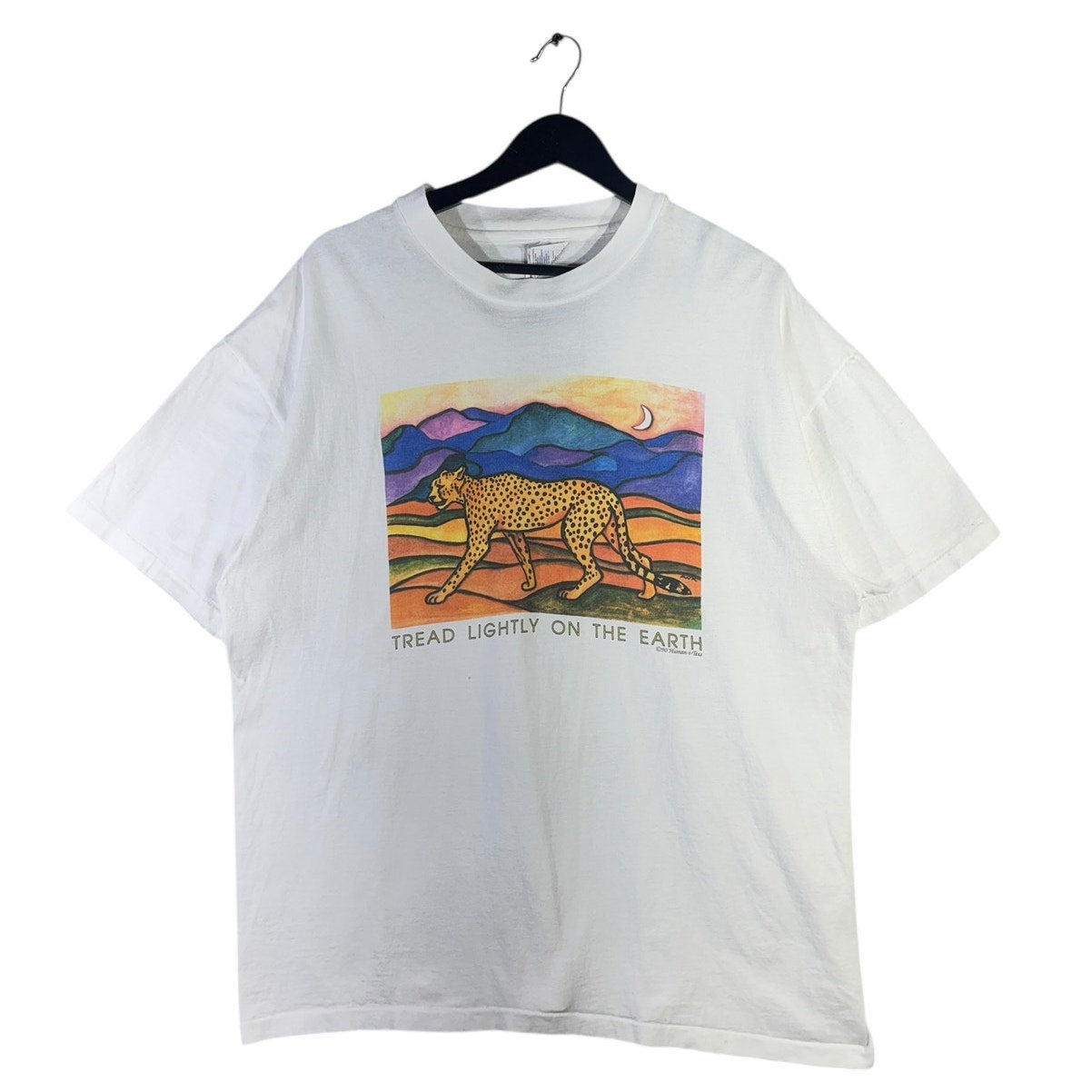 Vintage Human-i-Tees "Tread Lightly On The Earth" Cheetah T-Shirt