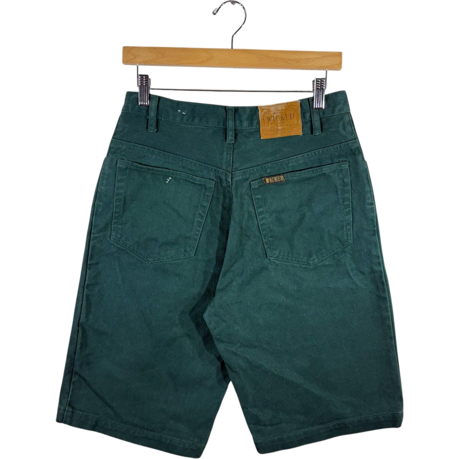 Vintage Wicked Green Baggy Denim Shorts 30