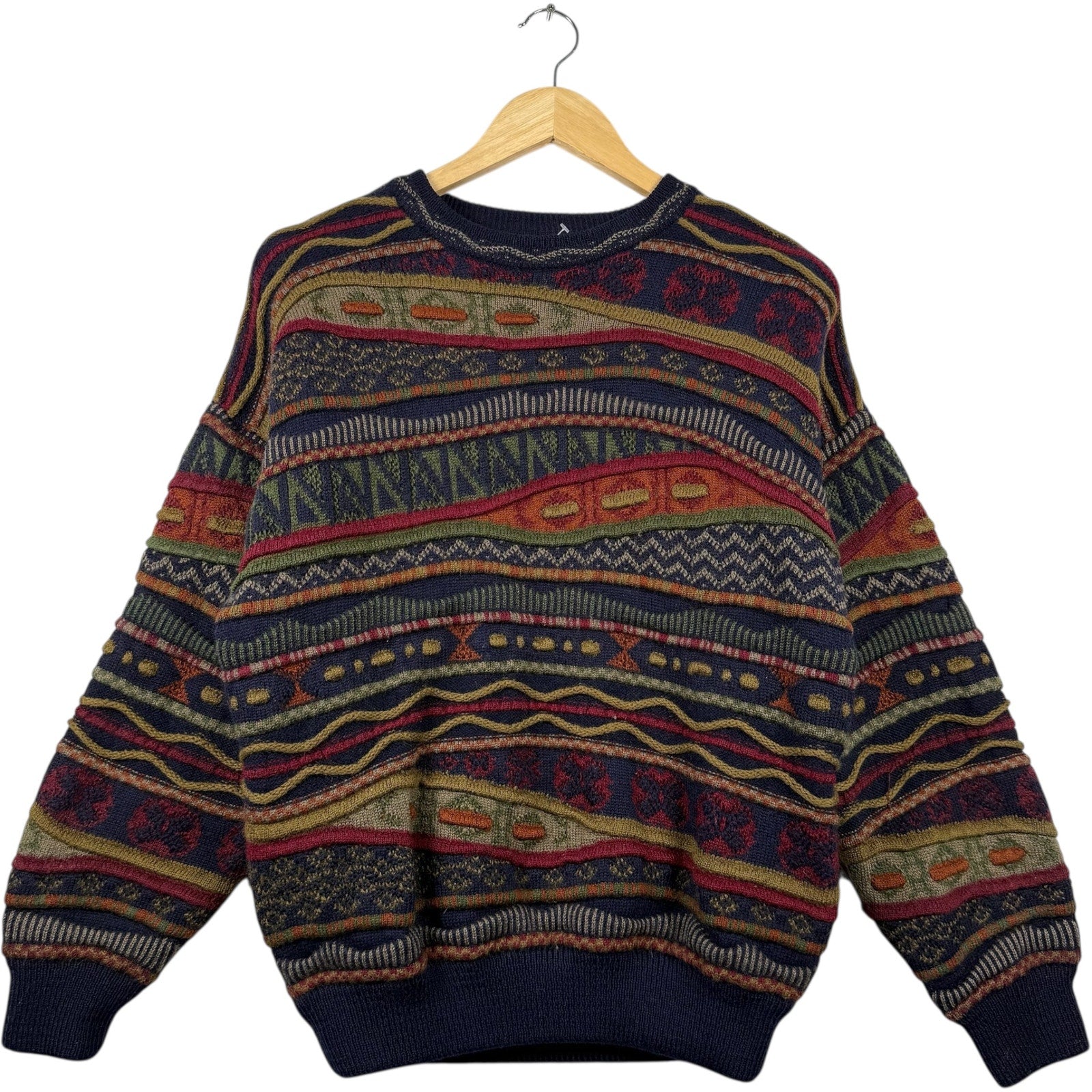 Vintage Coogi 3D Knit Striped Textured Sweater
