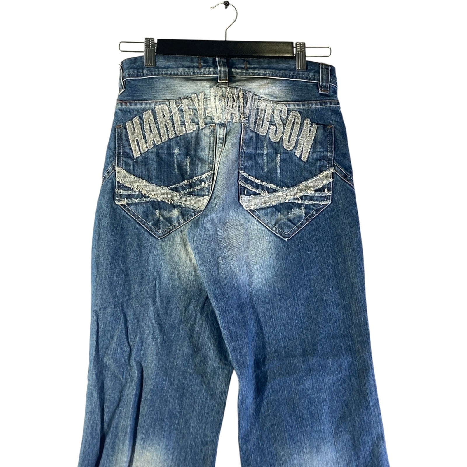 Vintage Harley Davidson Patchwork Flared Denim Jeans 29x28