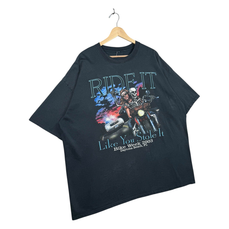 Vintage Bike Week Skeleton Biker Graphic T-Shirt