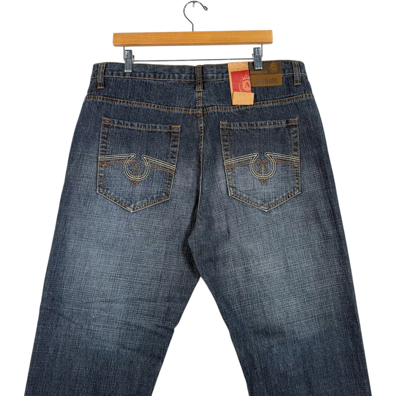 Vintage Attitude Dark Wash Straight Leg Denim Jeans 36x32