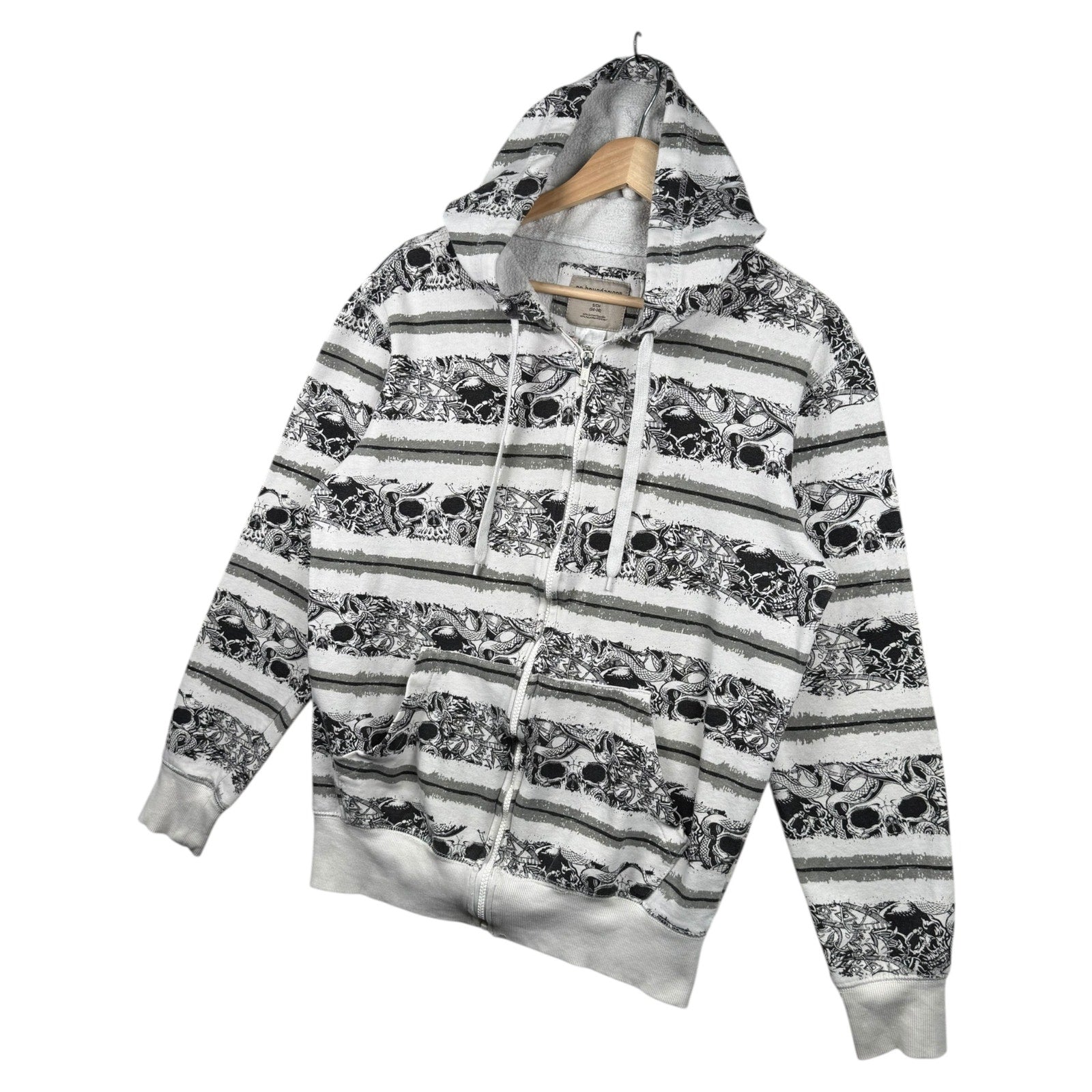 Vintage Skull Stripe Graphic Full Zip Hoodie
