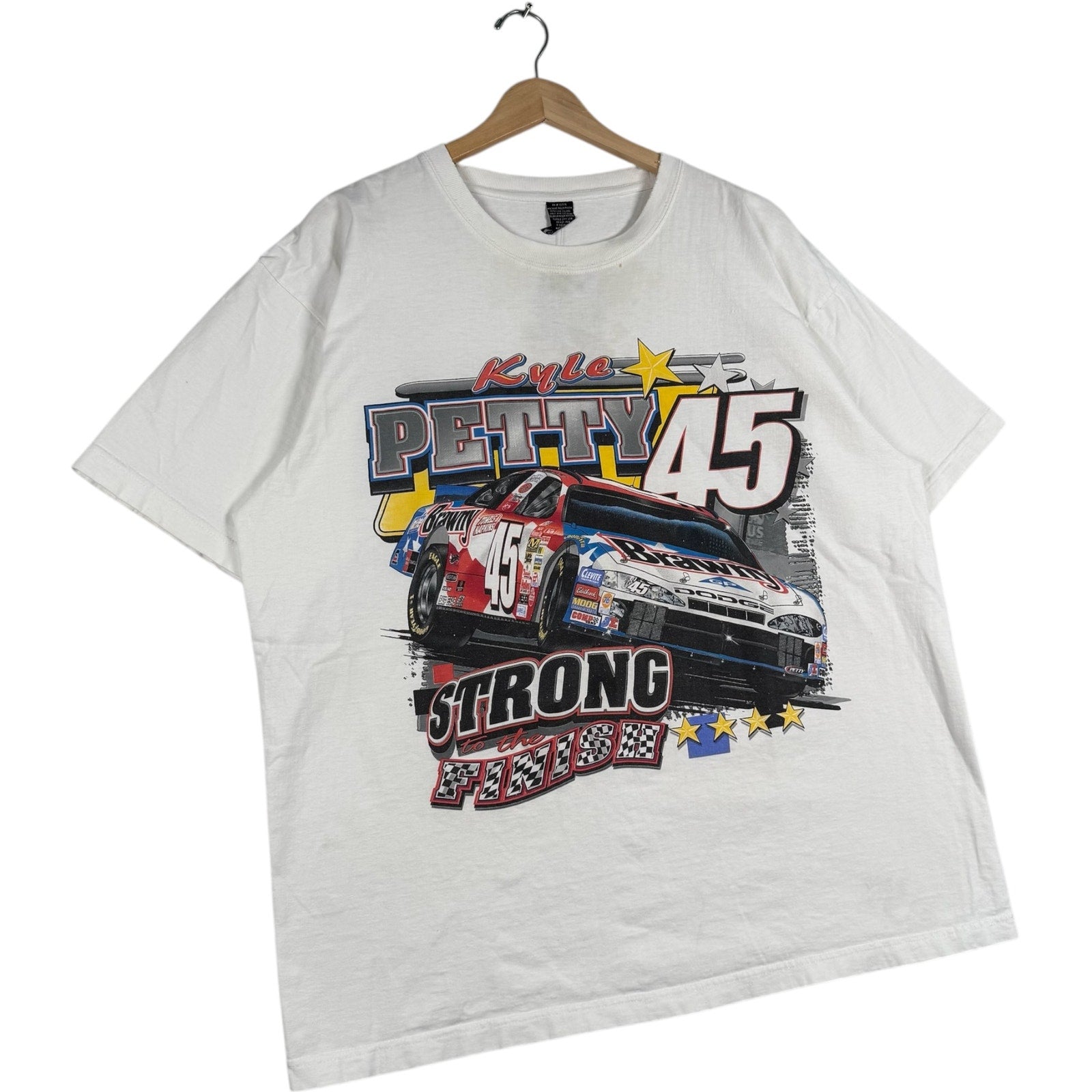 Vintage Kyle Petty #45 Brawny Race Car NASCAR Tee