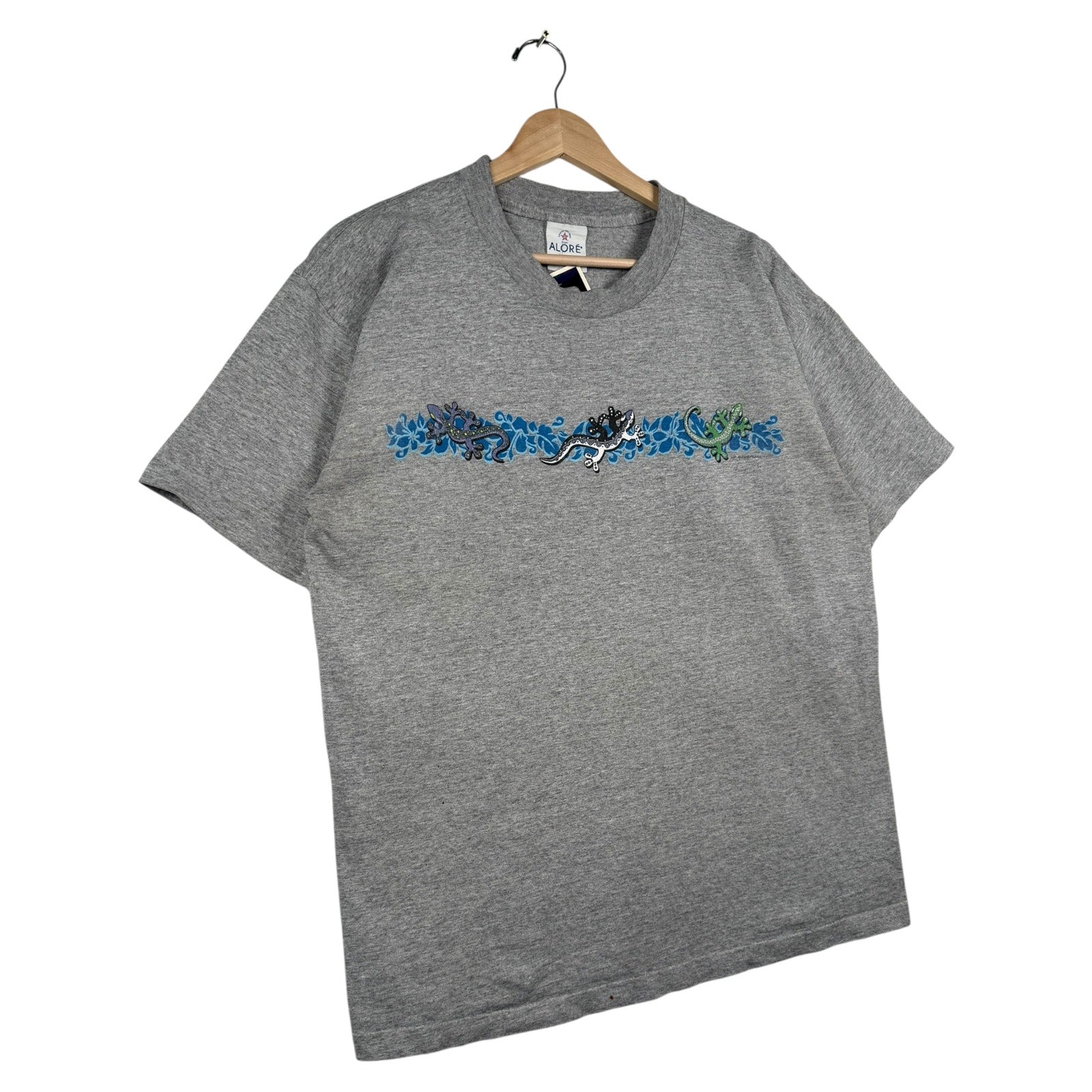 Vintage Alore Lizard Gecko Print Crewneck T-Shirt