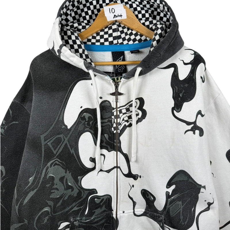 Vintage Split Abstract Graphic Full Zip Hoodie