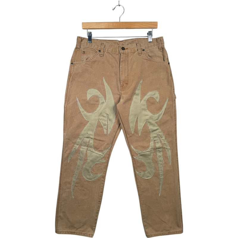 Vintage Dickies Tribal Flame Patchwork Carpenter Pants 34