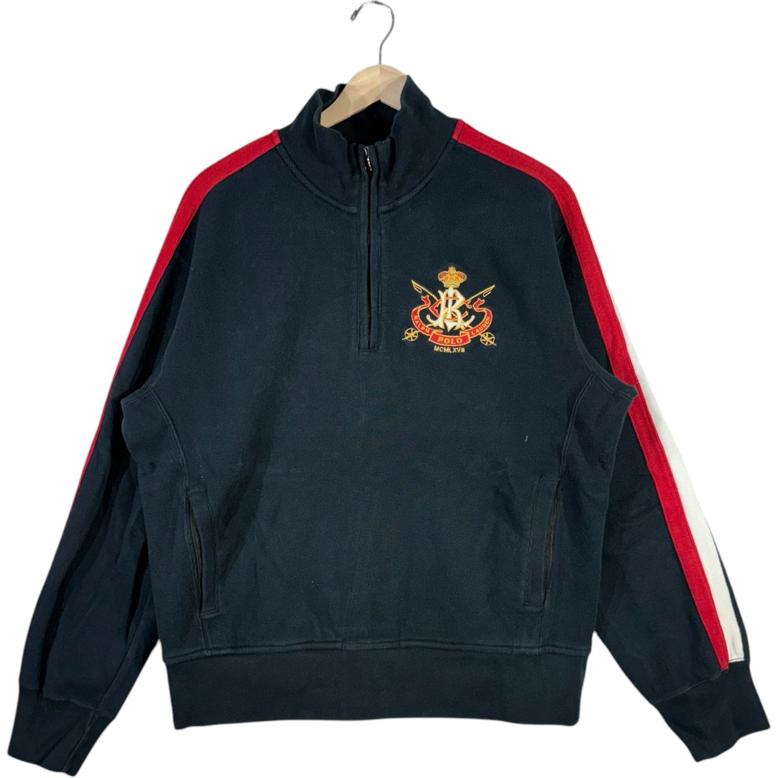 Vintage Polo Ralph Lauren Crest Embroidered 1/4 Zip Sweatshirt
