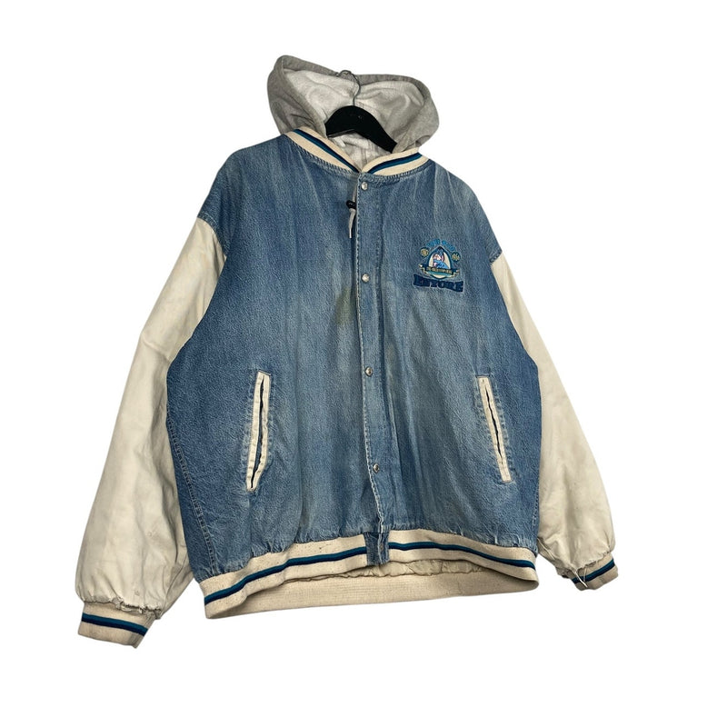 Vintage Disney Eeyore Embroidered Hooded Varsity Jacket