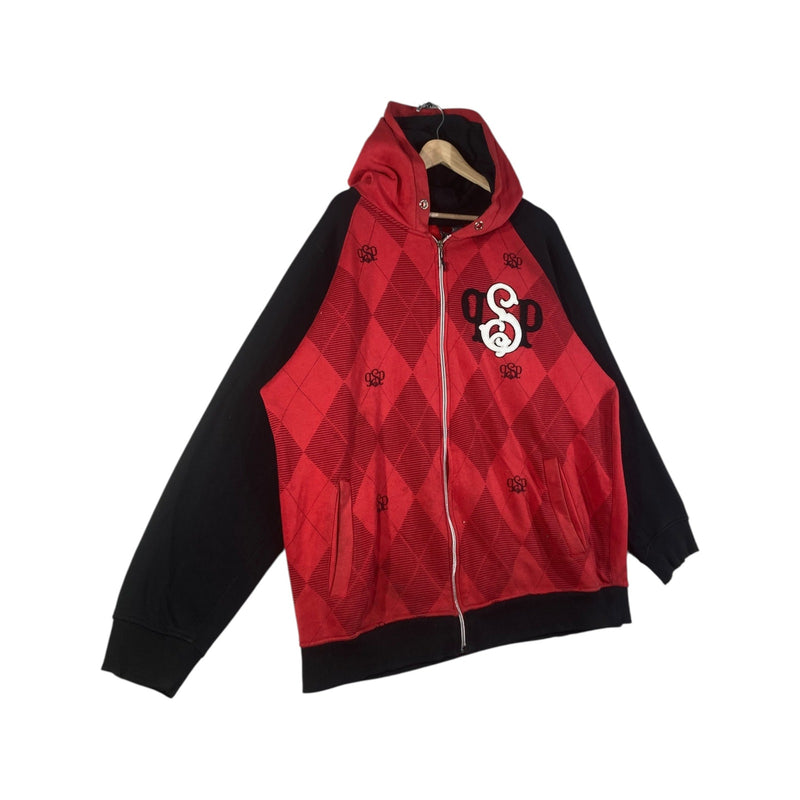 Vintage GSP Argyle Pattern Full Zip Hoodie