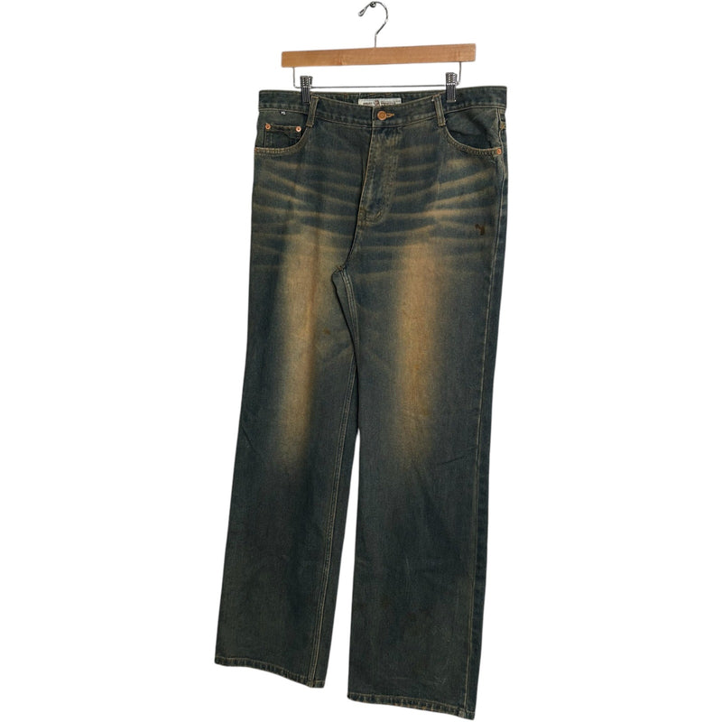 Y2K Great Variety Vintage Wash Wide Leg Denim Jeans 36x32