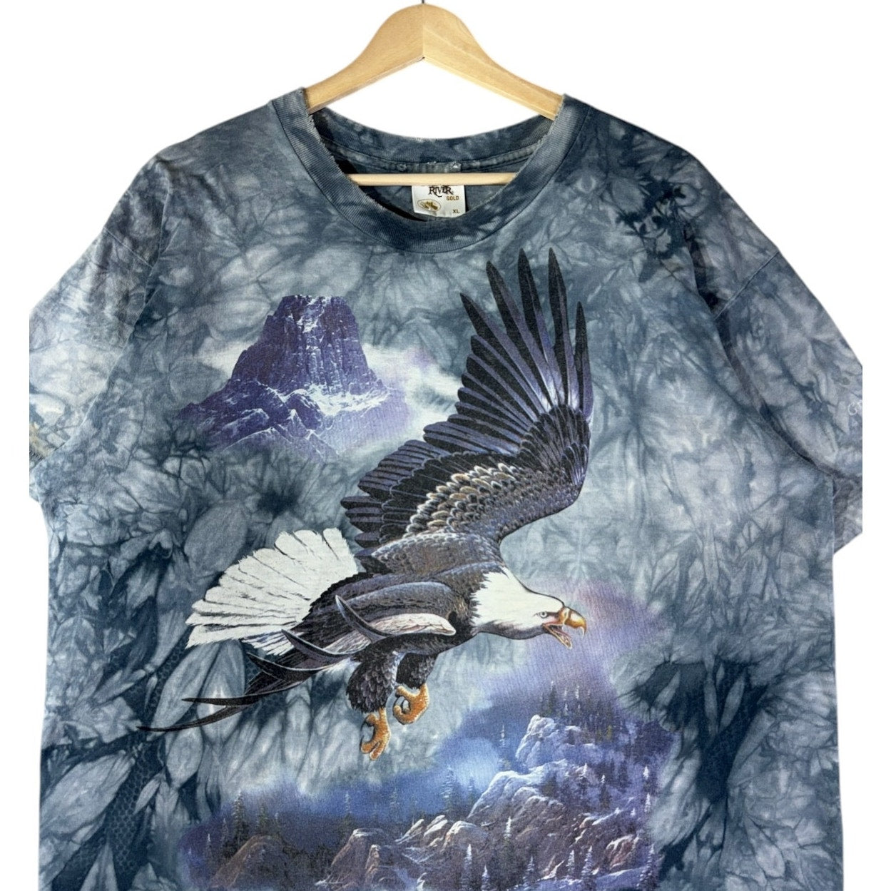 Vintage Mountain Bald Eagle Tie Dye Graphic T-Shirt