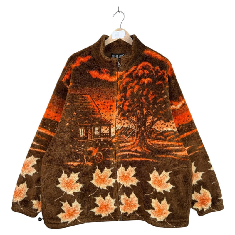Vintage Maple Leaf Autumn Full Zip Fleece