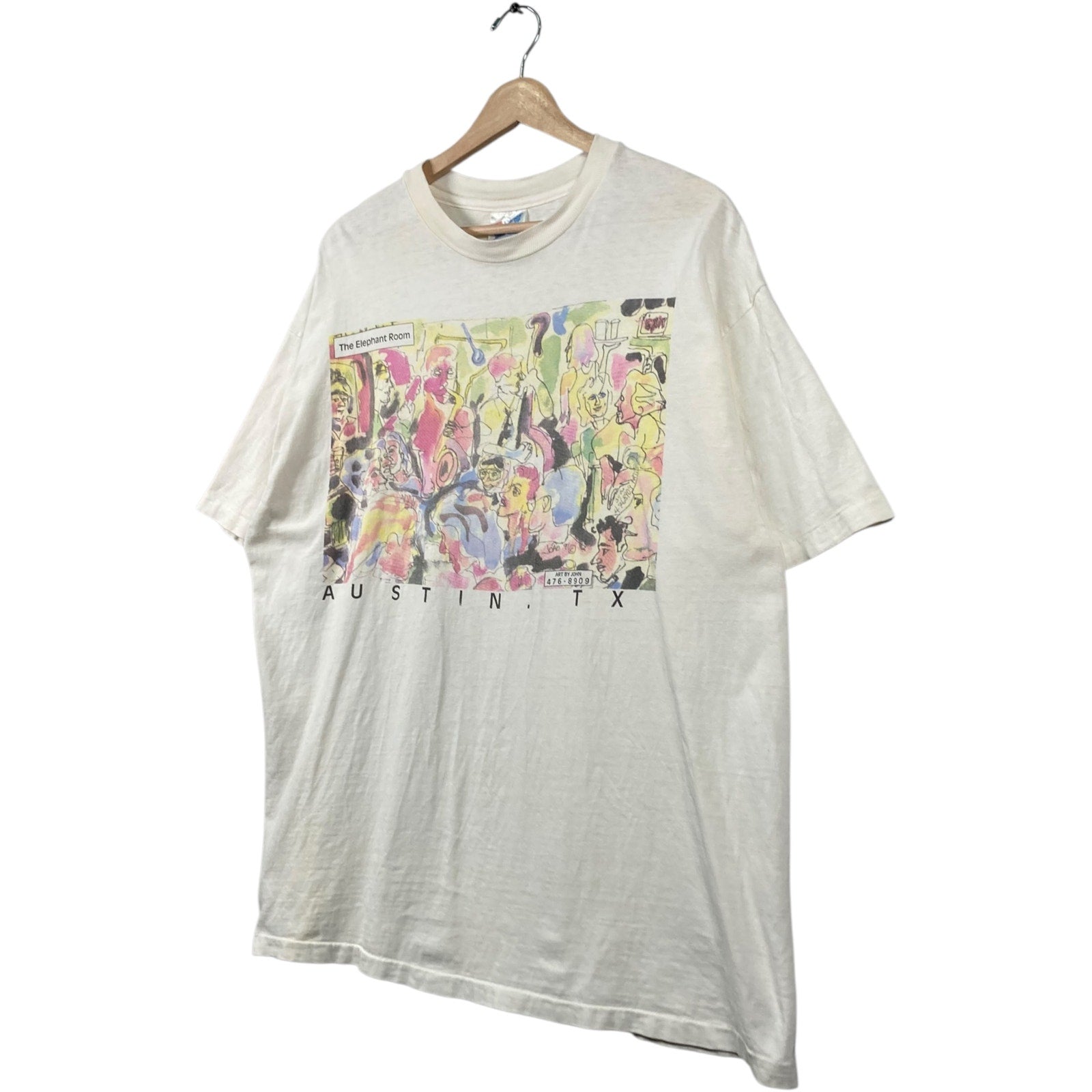 Vintage Hanes Austin Texas The Elephant Room Art Graphic T-Shirt