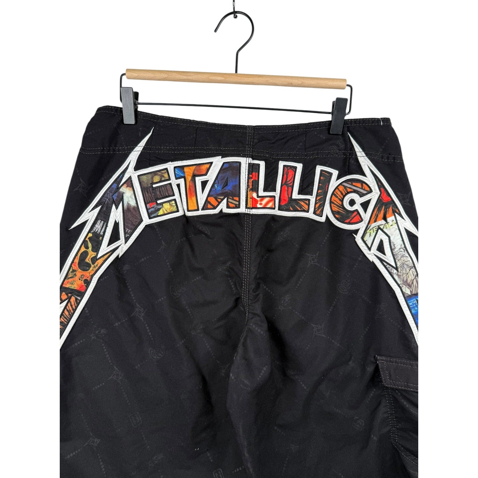 Vintage Billabong Metallica Embroidered Cargo Shorts 36