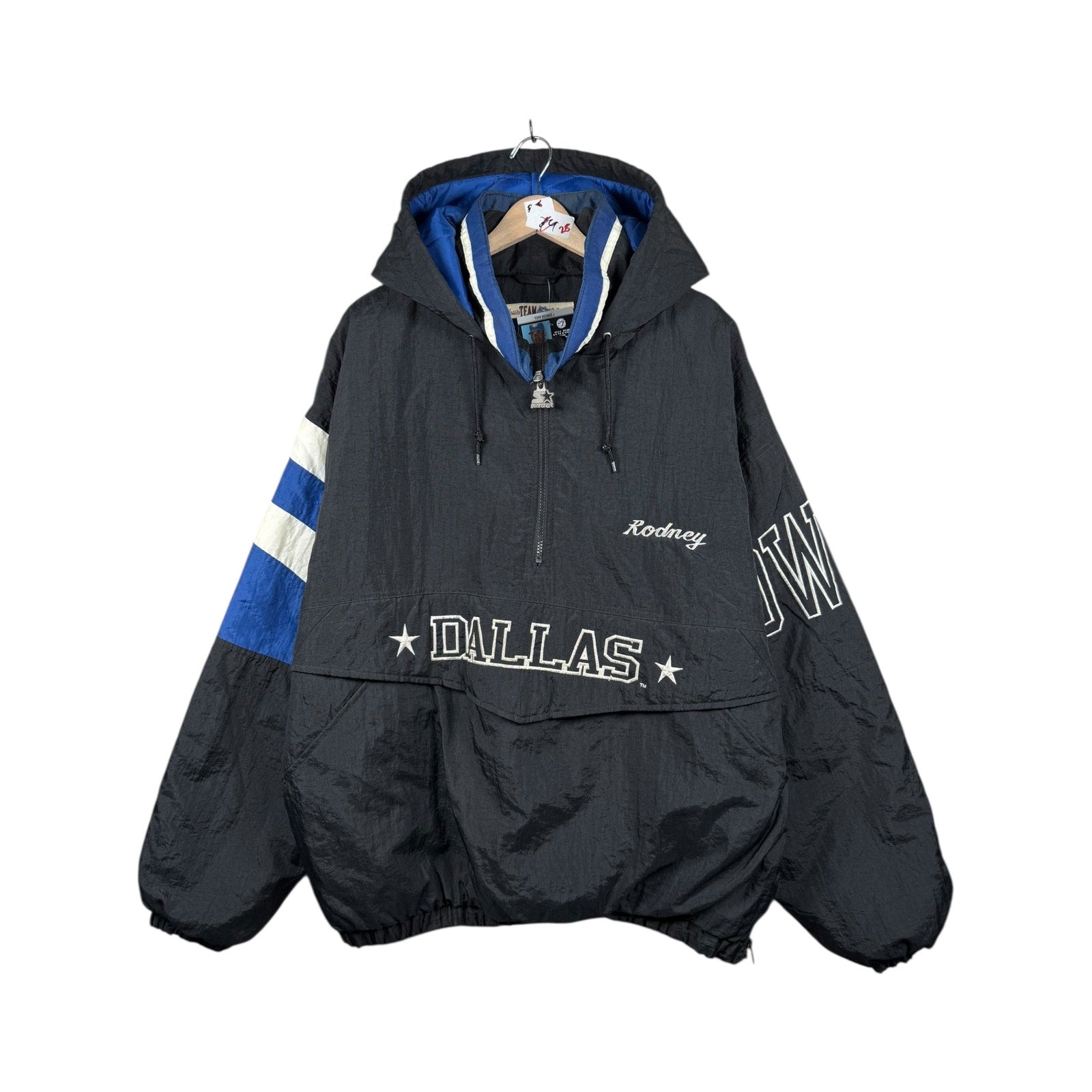 Vintage Starter Dallas Cowboys NFL Quarter Zip Hooded Jacket