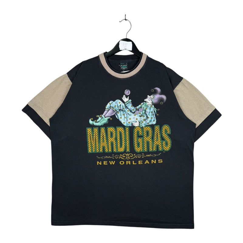 Vintage Mardi Gras Two-Tone Jester Graphic T-Shirt