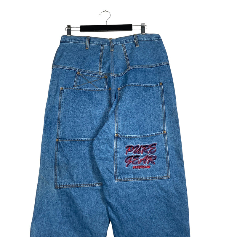 Vintage Pure Gear Embroidered Wide Leg Denim Jeans 34x28