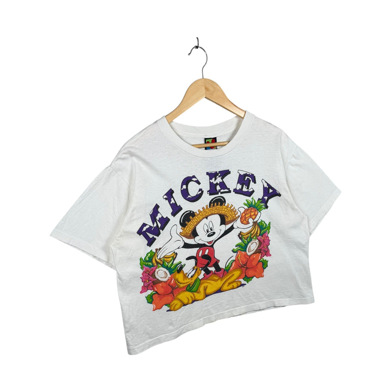 Vintage Mickey Mouse Tropical Fruit Women's Cropped T-Shirt