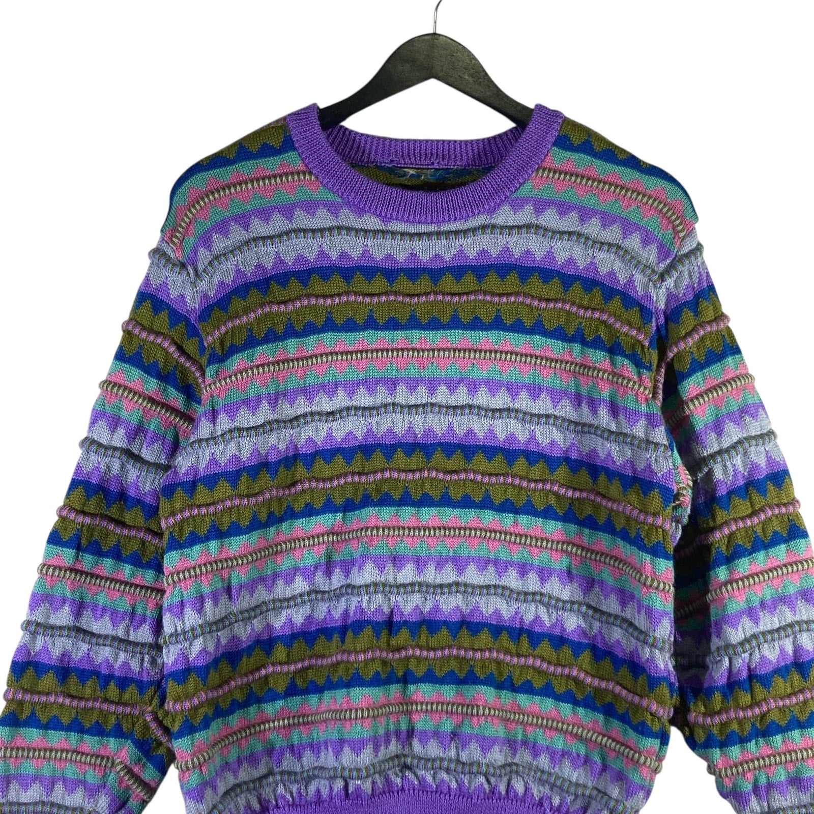 Vintage Abstract Striped 3D Knitted Sweater